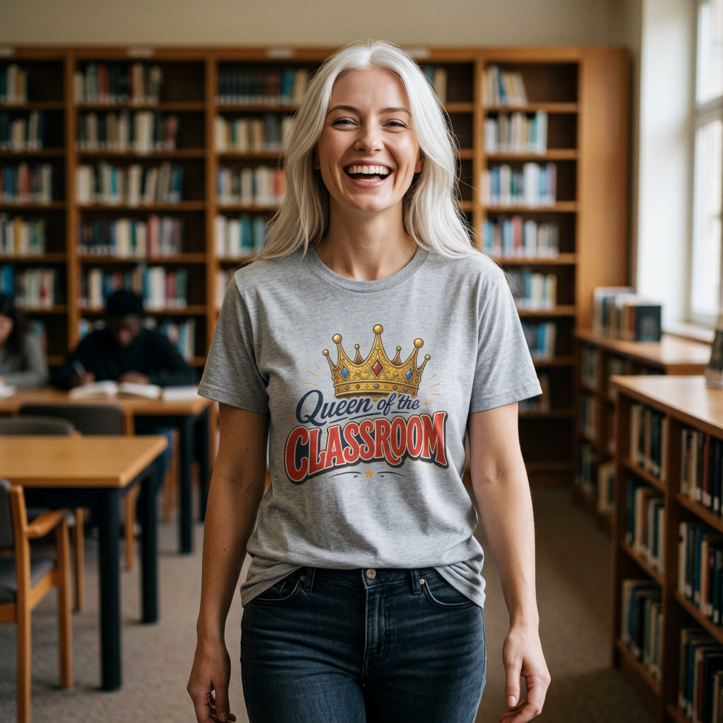 Queen of the Classroom T-Shirt — Teacher Crown Graphic Tee