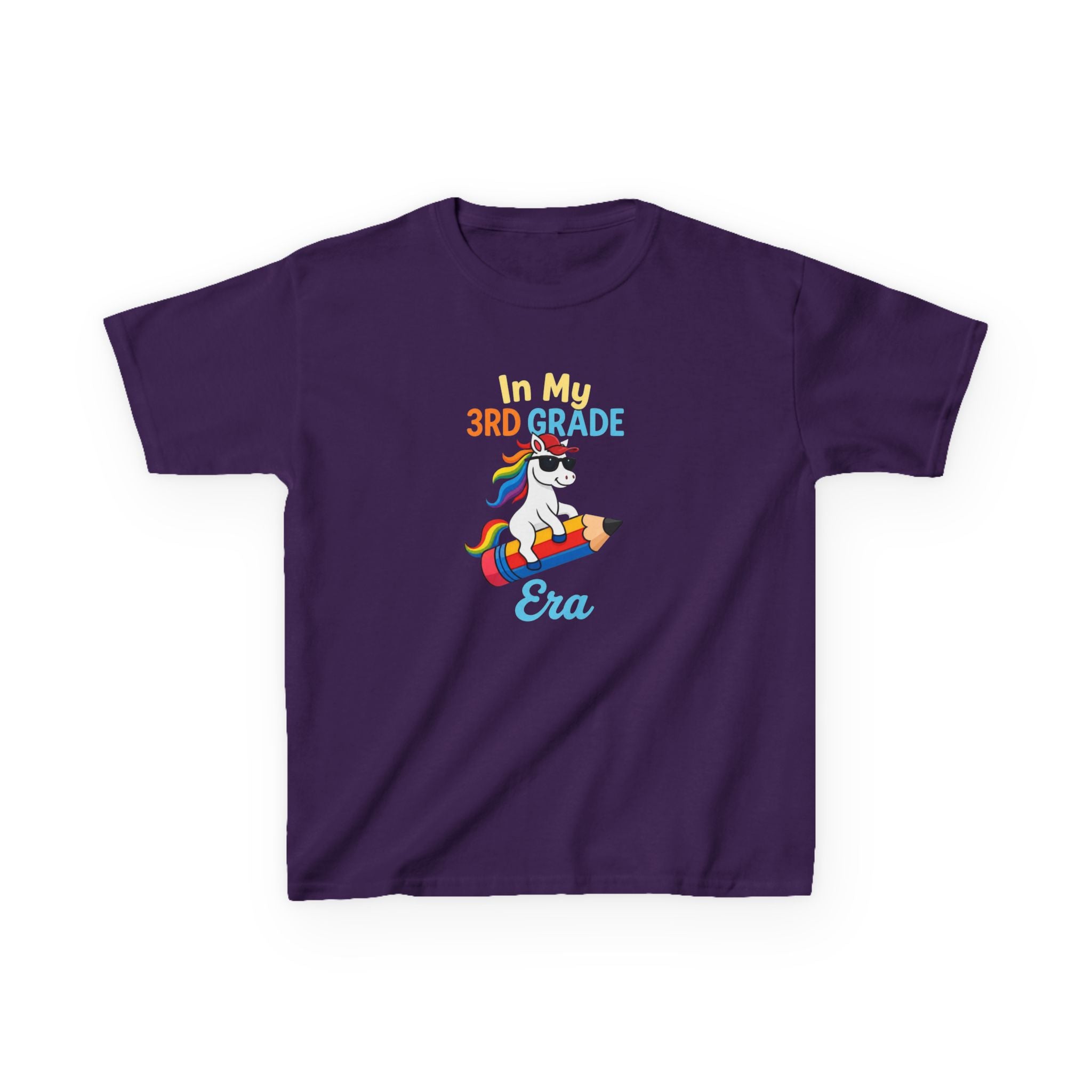 Kids T-Shirt — "In My 3rd Grade Era" Rainbow Unicorn Back-to-School Tee