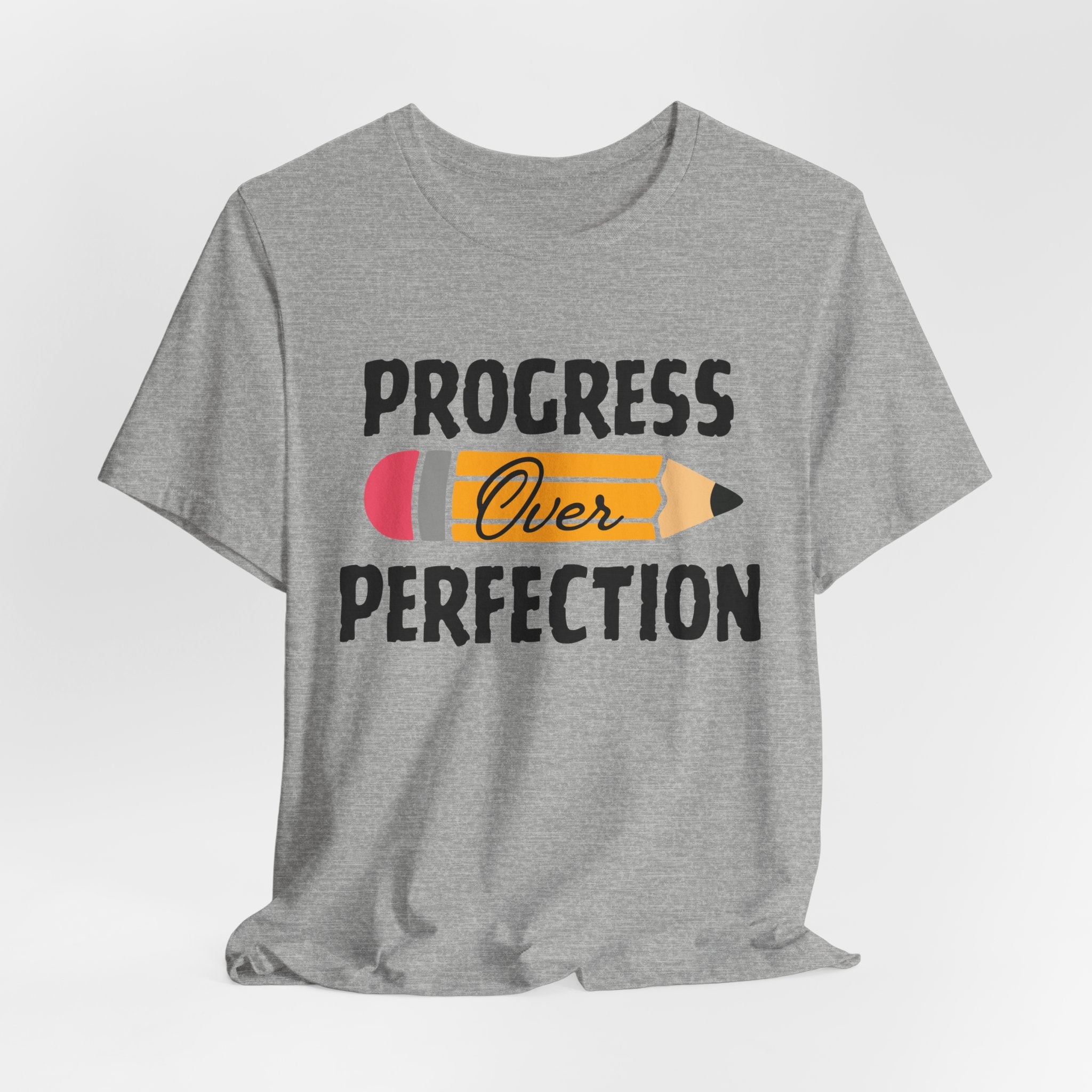 Progress Over Perfection Pencil T‑Shirt — Motivational Teacher & Student Tee