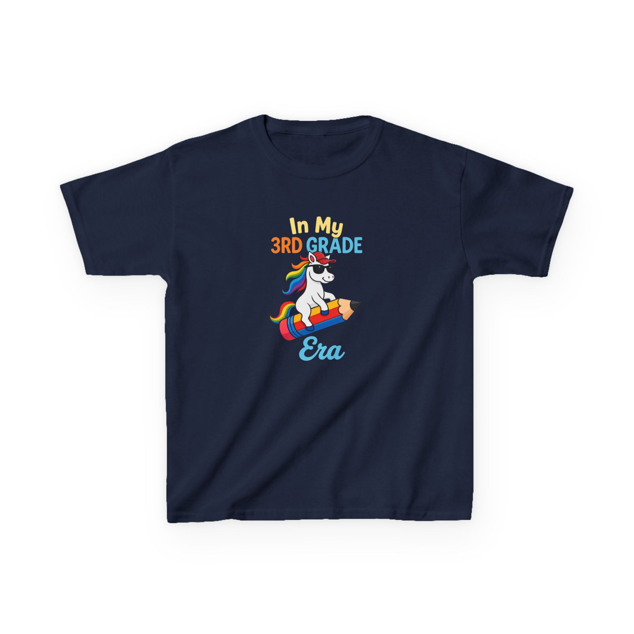 Kids T-Shirt — "In My 3rd Grade Era" Rainbow Unicorn Back-to-School Tee